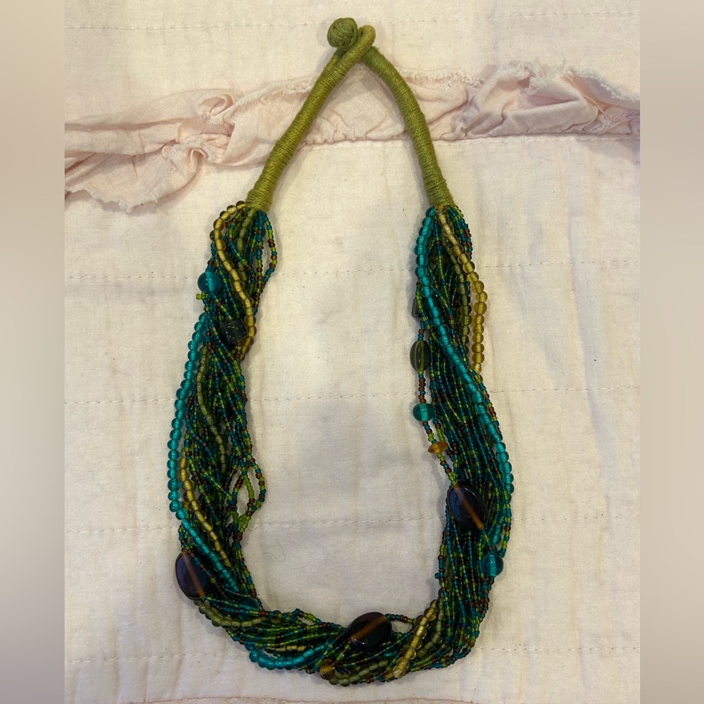 Eclectic Fair Trade Beaded Necklace 📿💚🩵🤎💙
